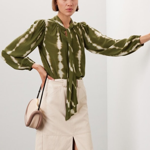 Tanya Taylor green and white blouse ($365 retail) 100% viscose size small - Picture 1 of 7